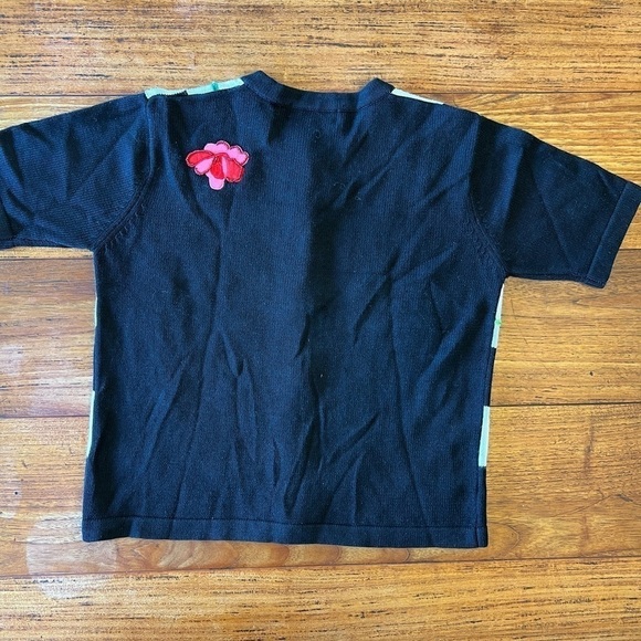 Trixxi Checkered Cardigan with Red Floral Accents - Picture 9 of 12